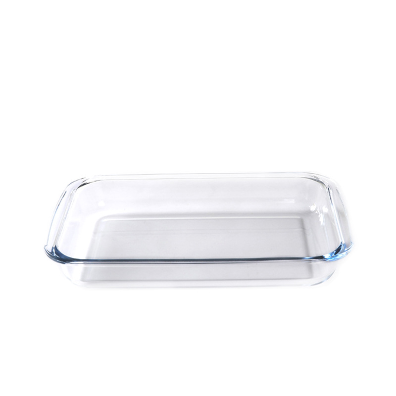Glass rectangular oval rice tray Korean high borosilicate heat resistant microwave over baking pizza plate pg33
