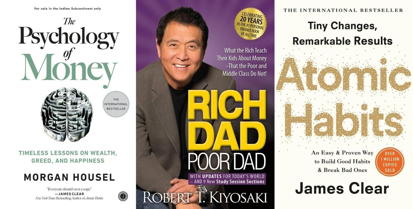 Rich Dad Poor Dad, Atomic Habits, The Psychology of Money 3 Books ...