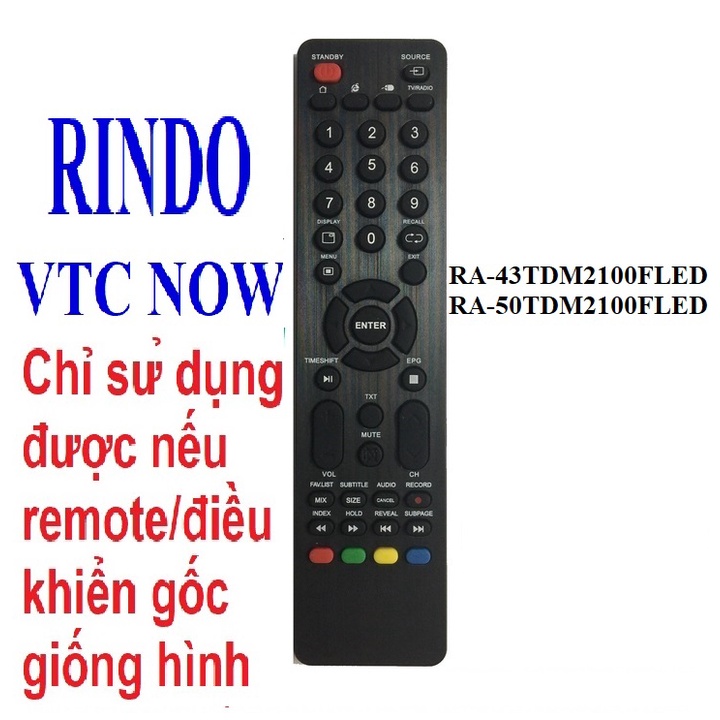 Remote điều khiển tivi rindo vtc now tv smart ra-43tdm2100fled ra-50tdm2100fled