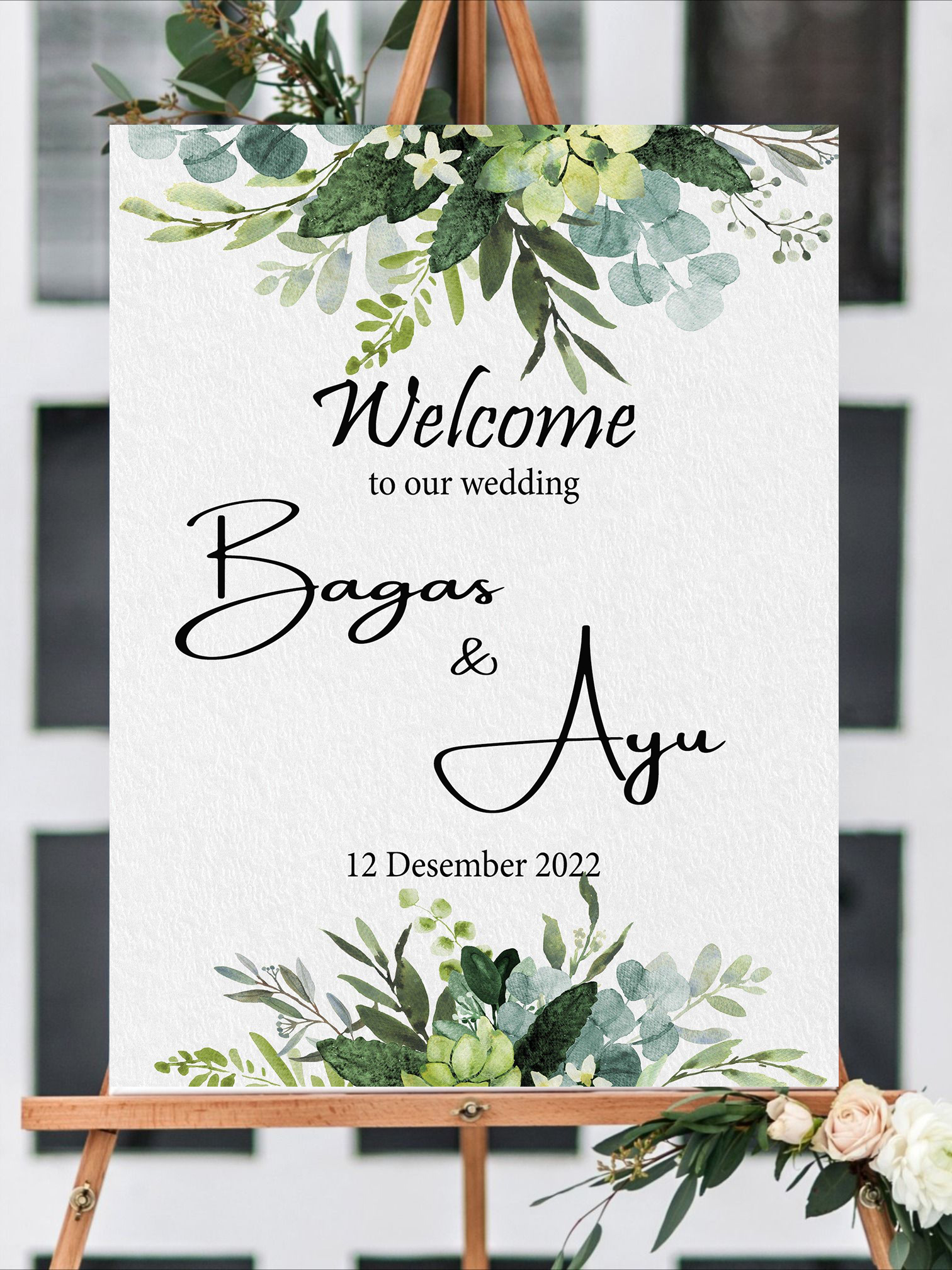 Papan Kayu Nama Welcome Sign Printing Wedding Lamaran Pernikahan UKURAN ...