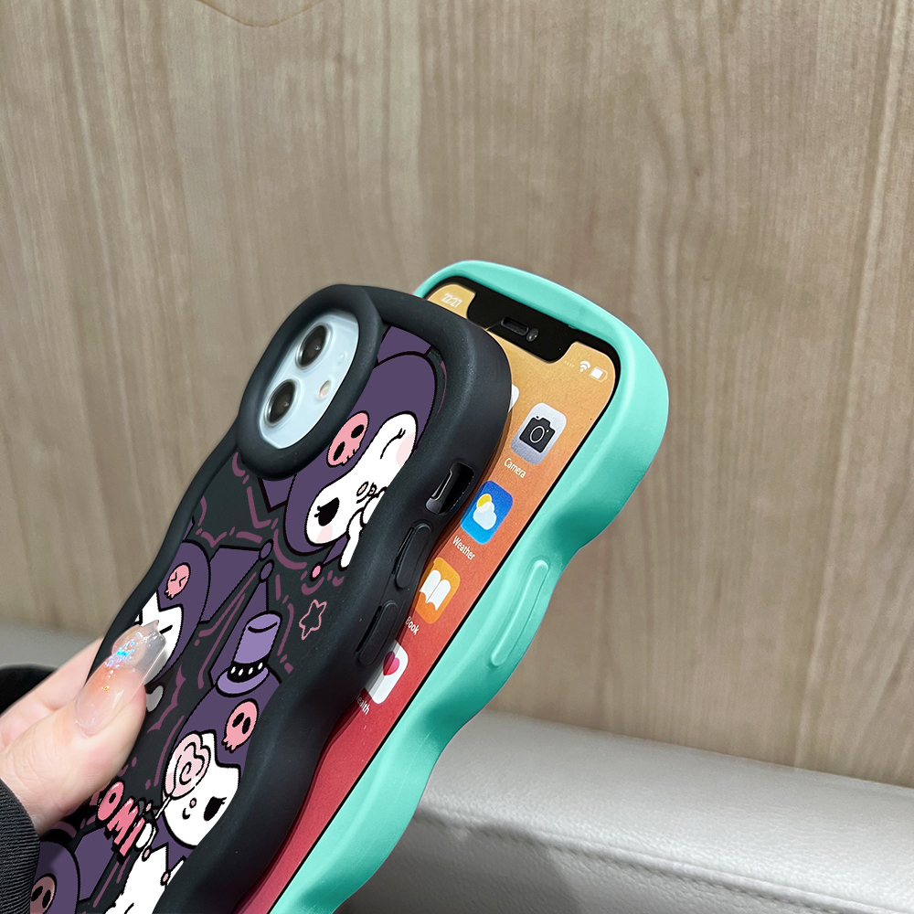 TA for Redmi 14C Back Cover Macaron Wave Soft Silicone Mobile Phone Cover Cartoon Kuromi Pattern Case.