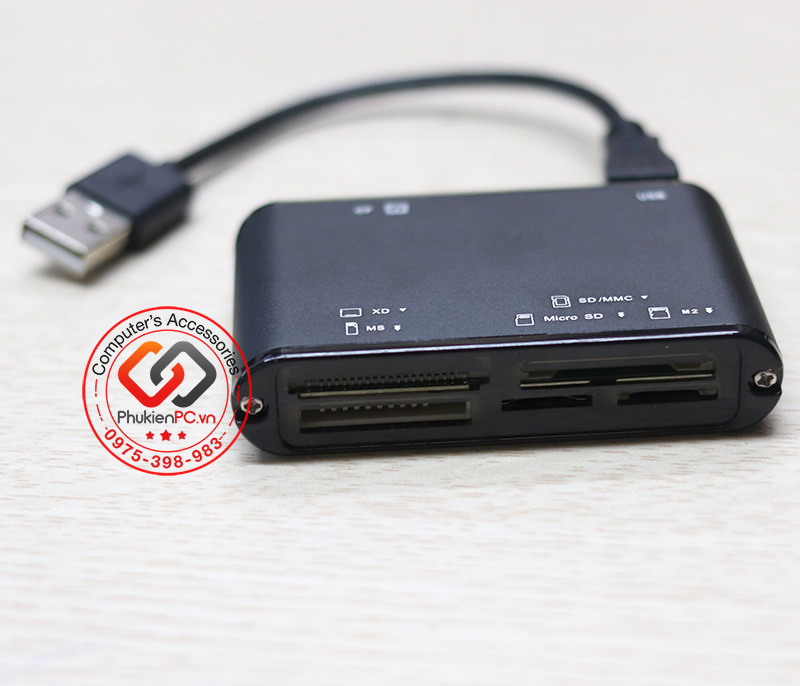 Card reader all in one, memory card reader multifunction USB CF card CNC machine, phone card microSD, TF card camera SD, XD, Ms compact aluminum case