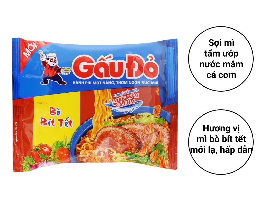 Mì Gấu Đỏ Bò Bít Tết Gói 63g