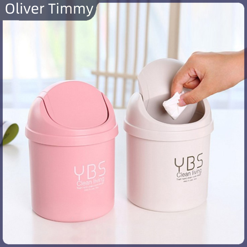 [Oliver Timmy] Desktop Mini Waste Bin Small Trash Can Household With Bins Desk Storage