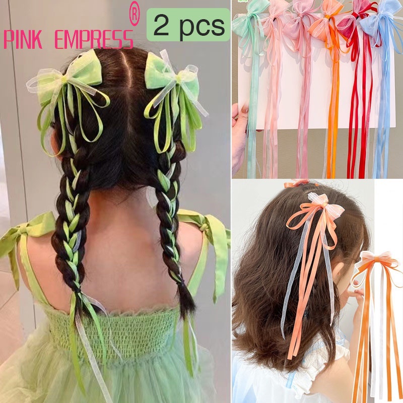 Set 2 Kẹp Tóc Nơ Tua Rua Cho Bé Gái