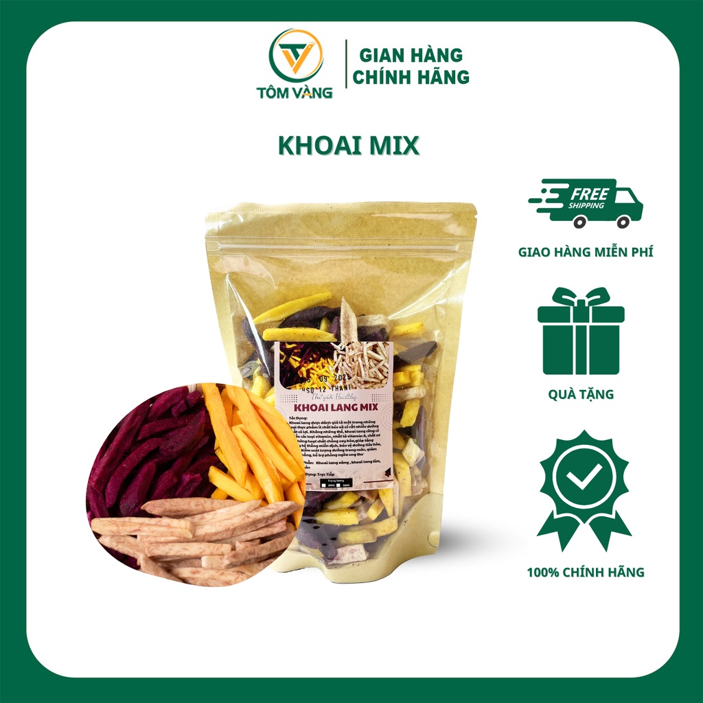 Khoai mix (khoai lang vàng, khoai lang tím, khoai môn) TÔM VÀNG - túi 500g