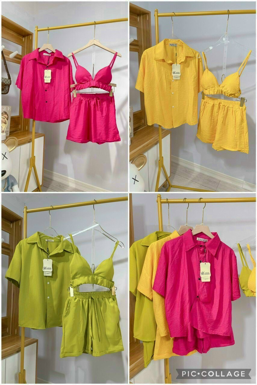 Set Bộ 3 Món Đi Biển Chất Đũi Mát Mẻ