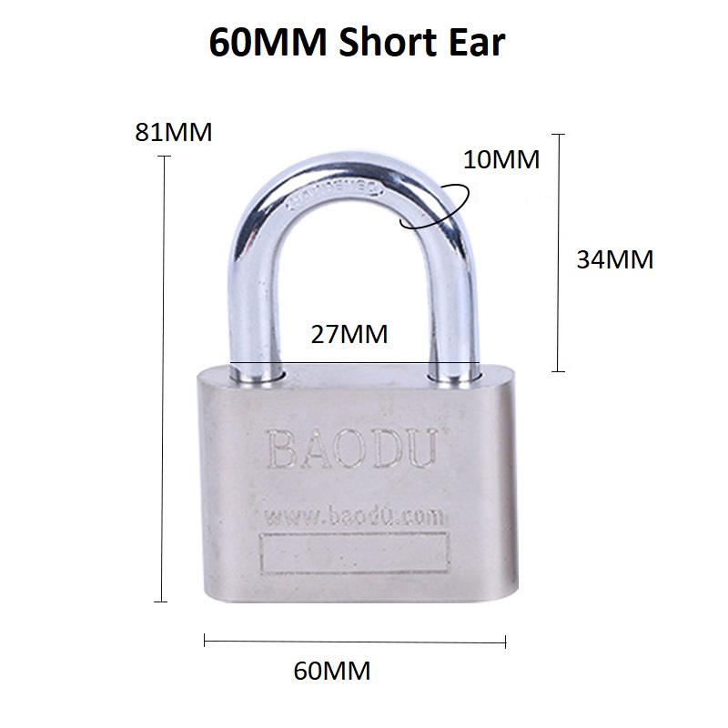 Short and Long Hardened Steel Solid Door Gate HDB Padlock with 4 Keys