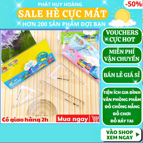 Bộ thước kẻ cứng 4 món tiện lợi cho học sinh và sinh viên , Thước kẻ , Thước đo , Thước đo đa năng ,Thước đo góc ,Thước đo độ ,thước kẻ ,thước ê ke ,Thước học sinh , đồ dùng học tập, Phát Huy Hoàng