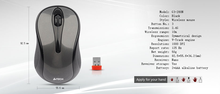 Chuột không dây A4Tech WIRELESS G3-280A