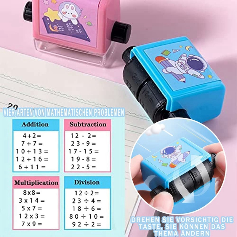 Teacher Stamps 4PCS Roller Digital Teaching Stamp(Addition, Subtraction, Multiplication and Division)