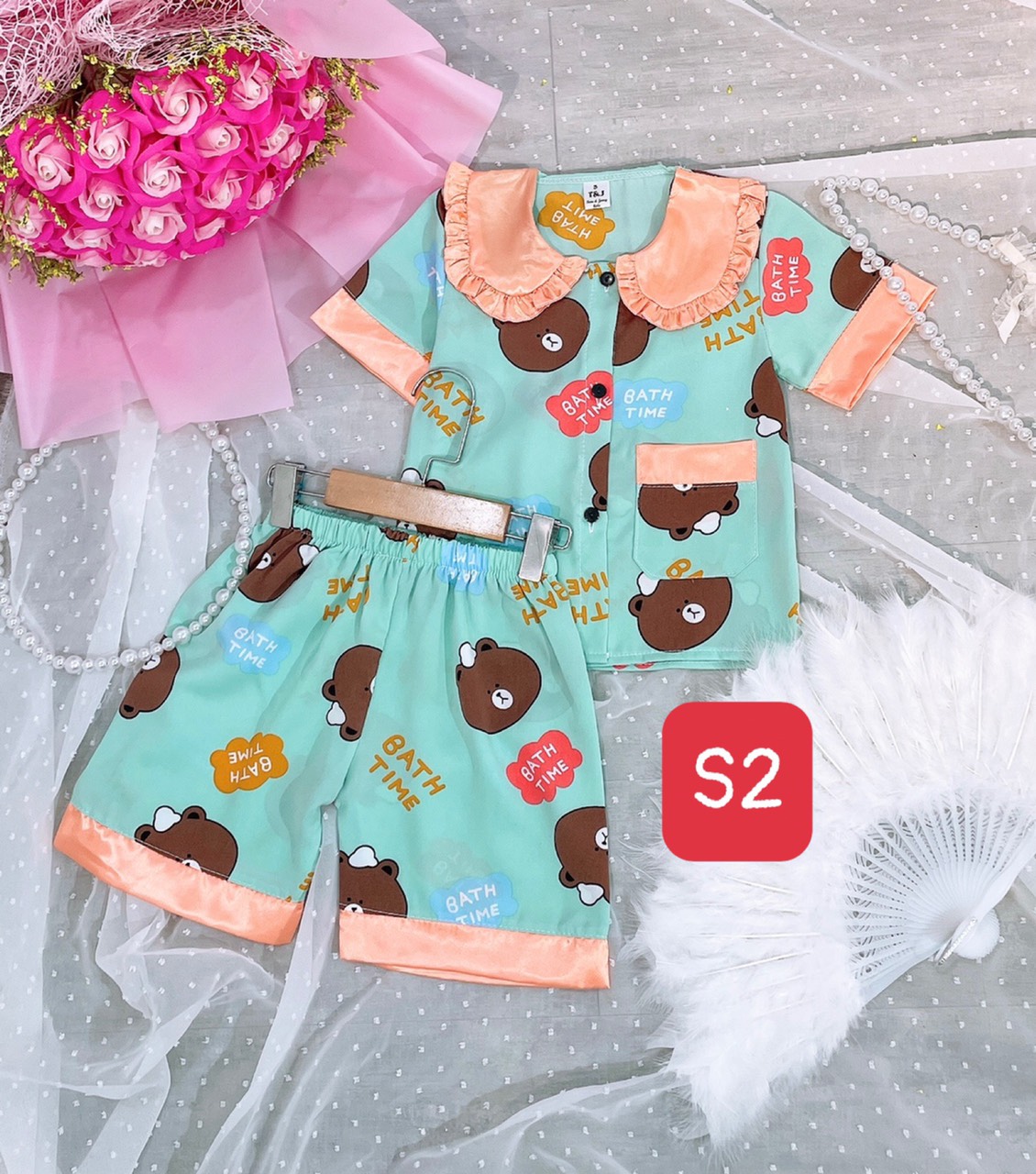 bộ pizama lụa mango sz 9-21kg