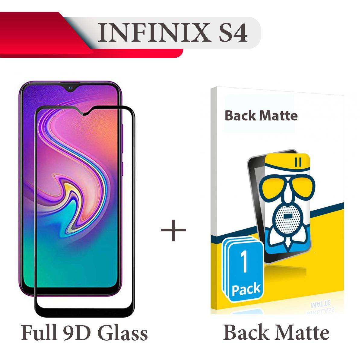Infinix S4 X626 Full 9D Tempered Glass Screen Protector + Back Matte Protector Back Soft Skin Film Protection For X626 infinix S4