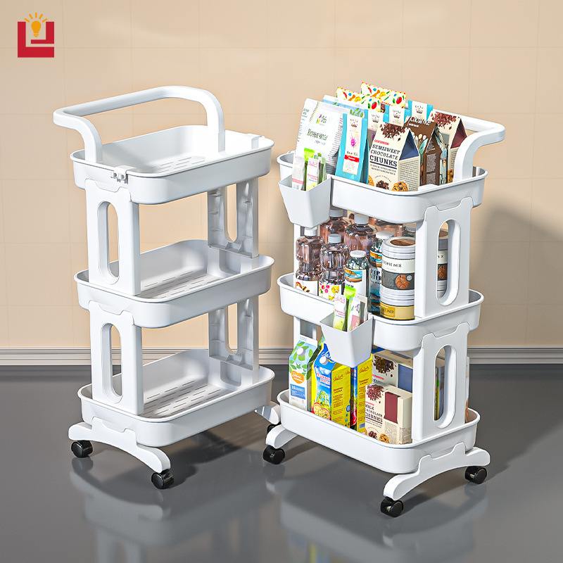 YONUO Trolley rotating rack kitchen bathroom mobile snacks bathroom multi-storey bedroom bedside storage storage rack