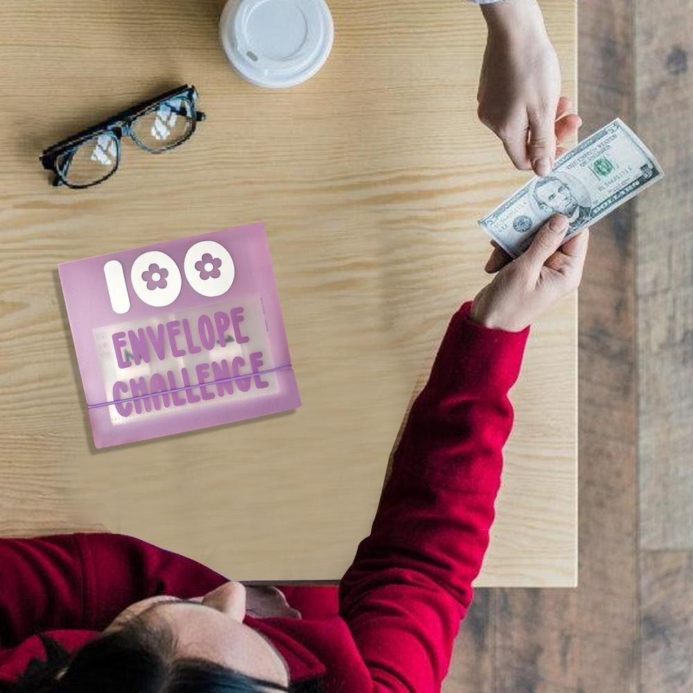 FGHJD Money Binder for Saving 100 Envelopes Saving Challenge Binder Binder for Budgeting With Cash Envelopes Financial Management Binder Reusable Cash Planner Budget Book Home Office