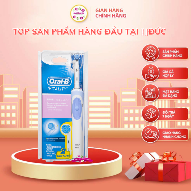 Bàn chải điện Oral B Vitality Plus Extra Sensitive Clean dịu nhẹ với nướu dành cho răng nhạy cảm quatangme-com-vn