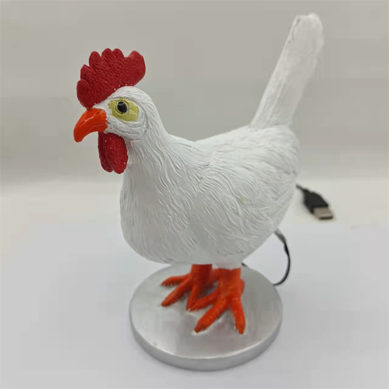 Desk lamp white rooster lamp simulated chicken decoration ornaments resin design desk lamp bulb