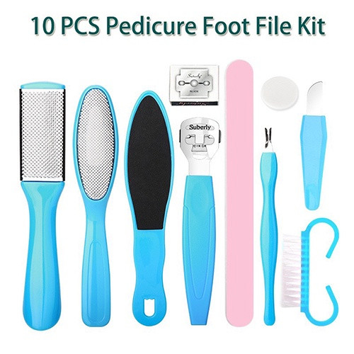 Bộ dụng cụ chà gót chân, chăm sóc móng - set 10 món