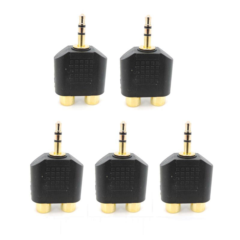 ANWELA Shop Gold plated 3pole Stereo 3.5mm AUX male to 2 RCA Female Audio Adapter Splitter Connector for pc Speaker Earphone Headphone