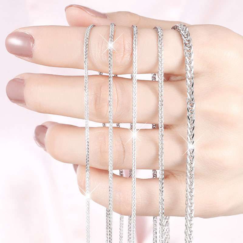 thumbnail image 2 of 1.2mm 925 Sterling Silver Foxtail Chain Necklace – 14-26 Inch Unisex Elastic Button Clasp 2 of 4