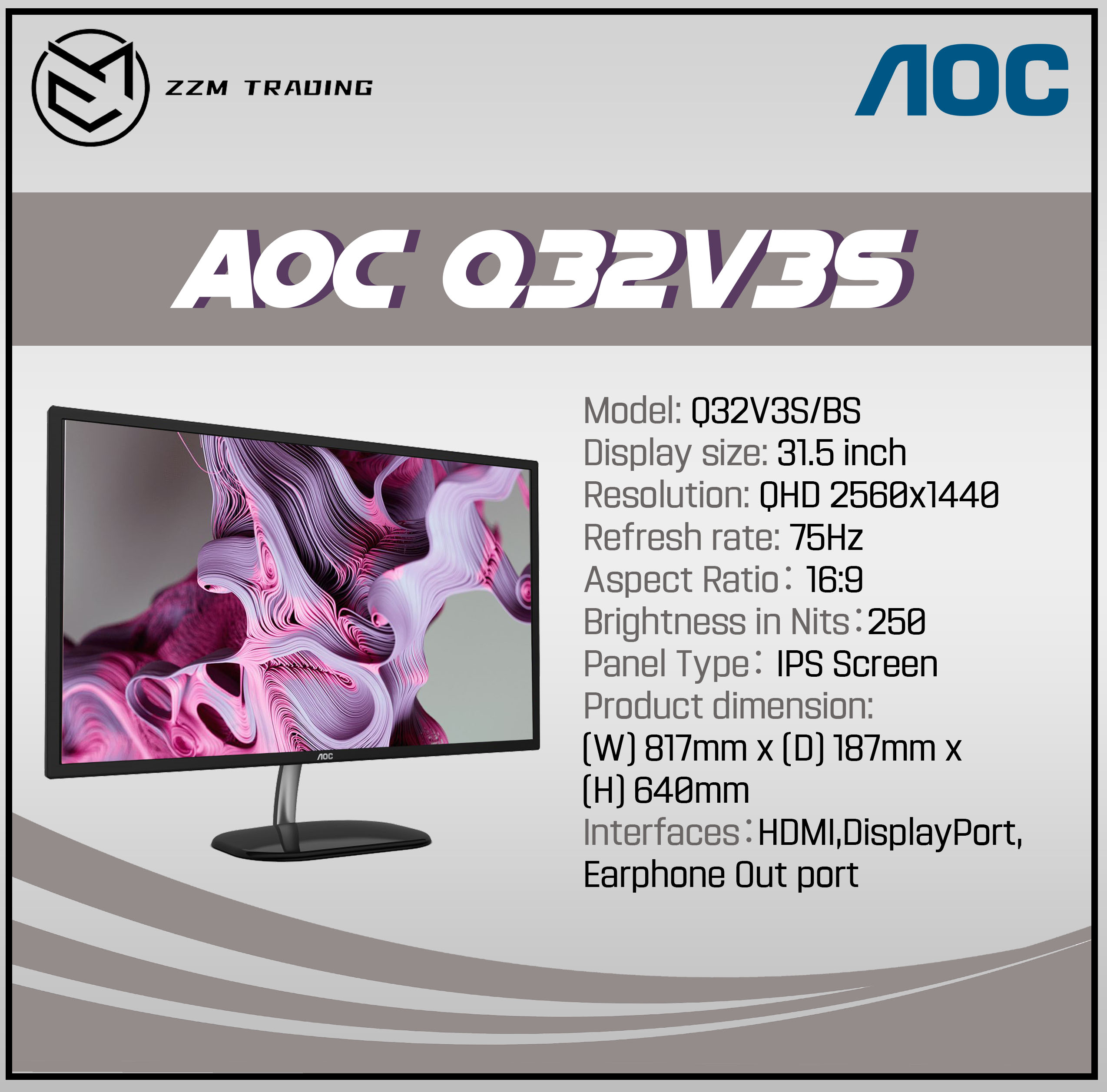 AOC Q32V3S/BS 31.5