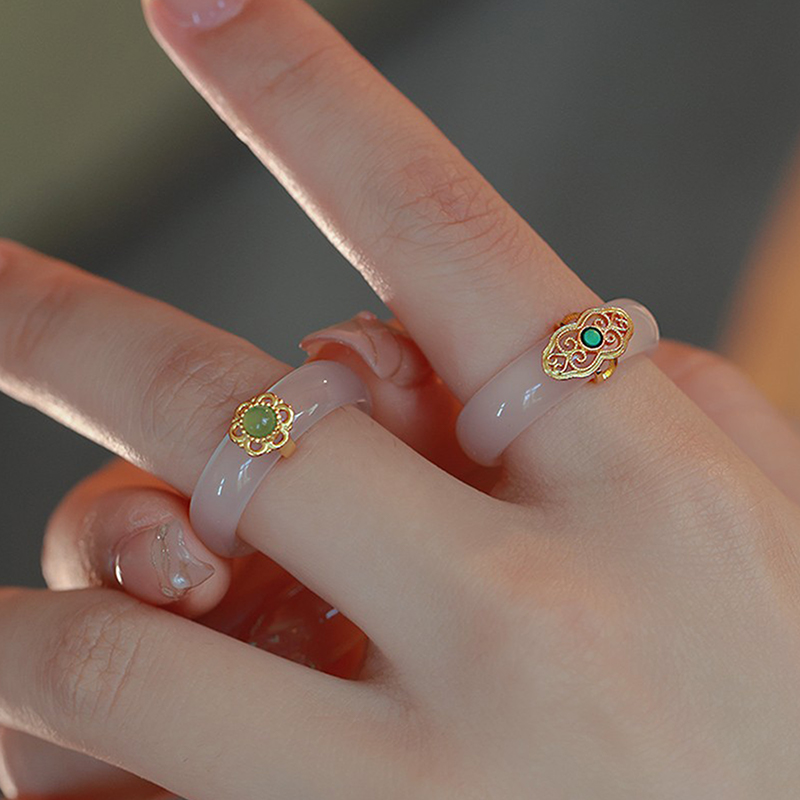 Chinese Retro Imitation Jade Ring Fashion Delicate Stone Jewellery ...