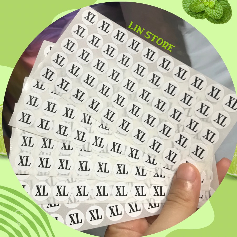 [10 Tờ/ 1 Size] - Tem Size Dán Quần Áo Từ XS Đến 5XL