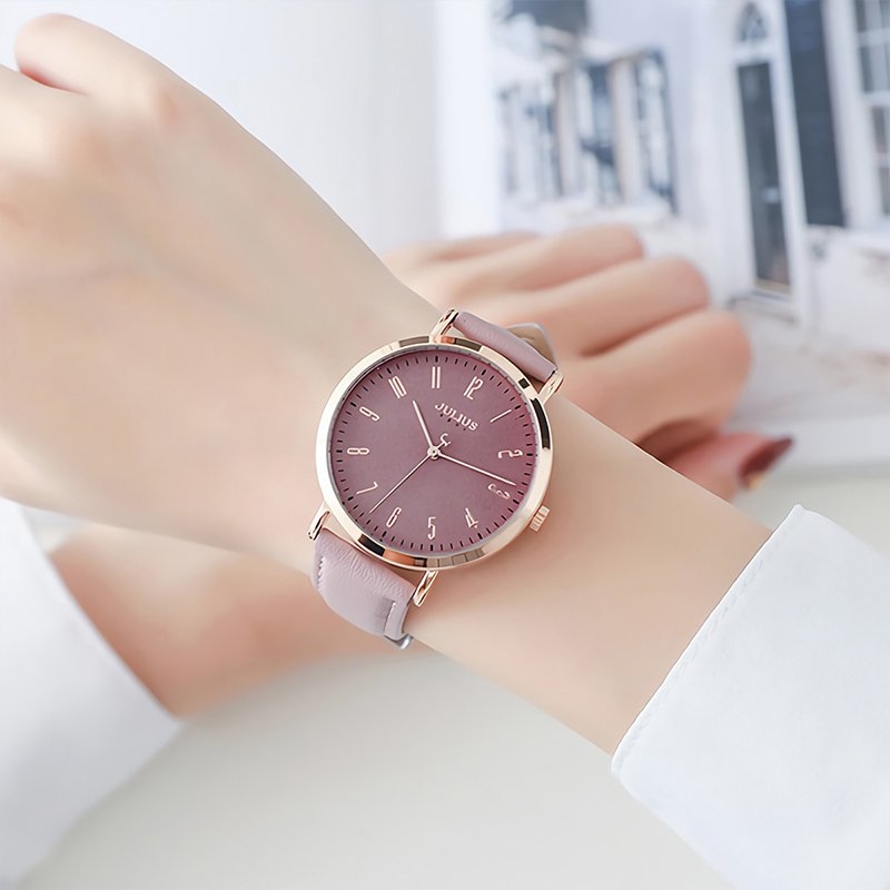 Đồng hồ nữ Julius Hàn Quốc JA-1017D dây da (Hồng)