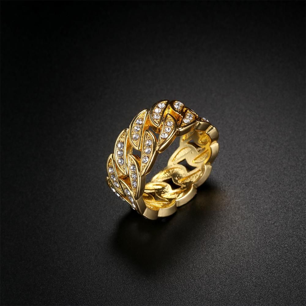 1 Chiếc Nhẫn Vàng Cuba 14K Chắc Chắn Nhẫn Đính Đá Trắng Với Nhẫn Kim Cương Trắng Quà Kỷ Niệm Nhẫn Cưới Trang Sức Cỡ 5-11