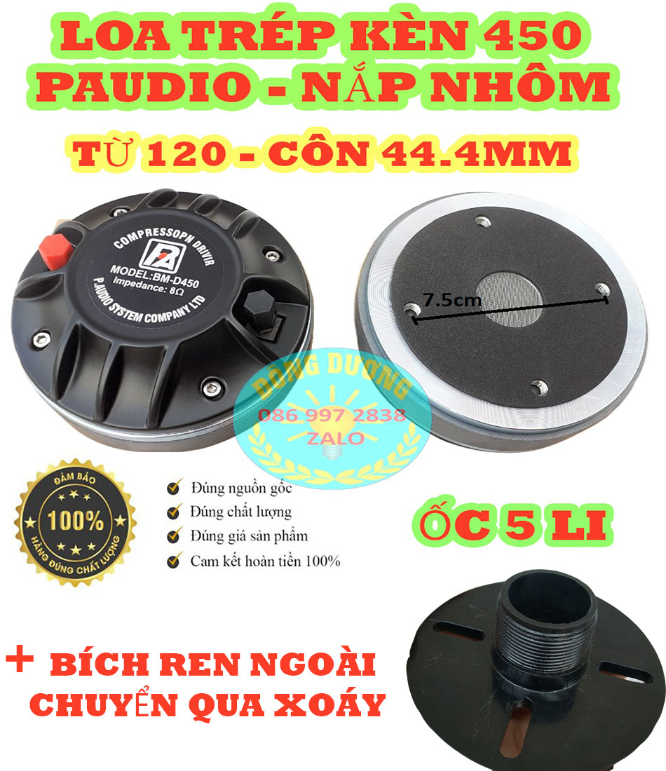 Loa treble 450 paudio nắp nhôm - giá hai loa
