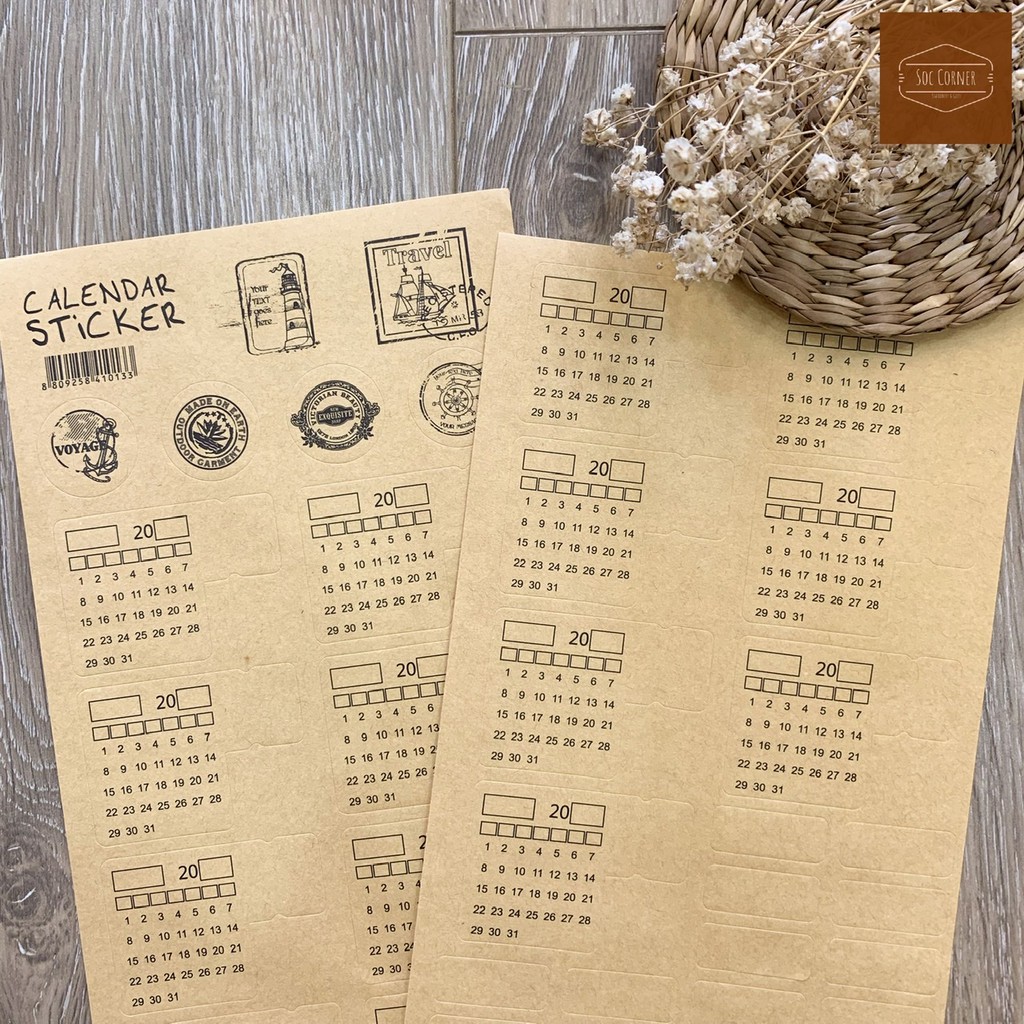 Bảng sticker Lịch tháng