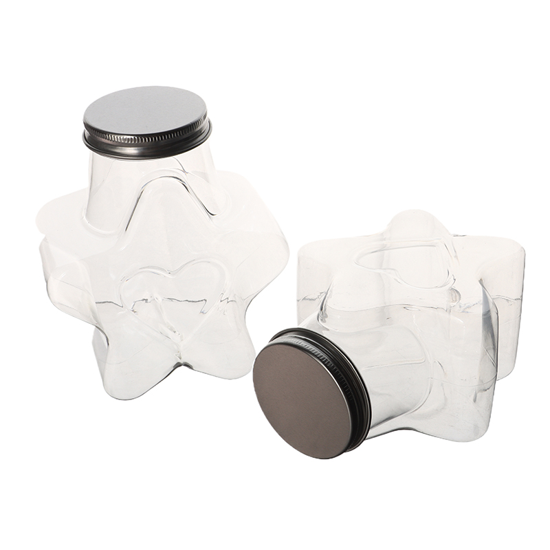 Star Shaped Doll Ornament Storage Box Plastic Bottle With Lids Food Storage Container Wide Mouth Jar Reusable Cookie Container.