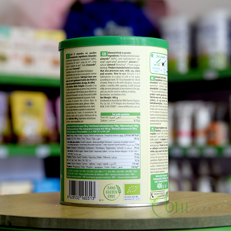 Sữa bột hạnh nhân hữu cơ 400g – Ecomil