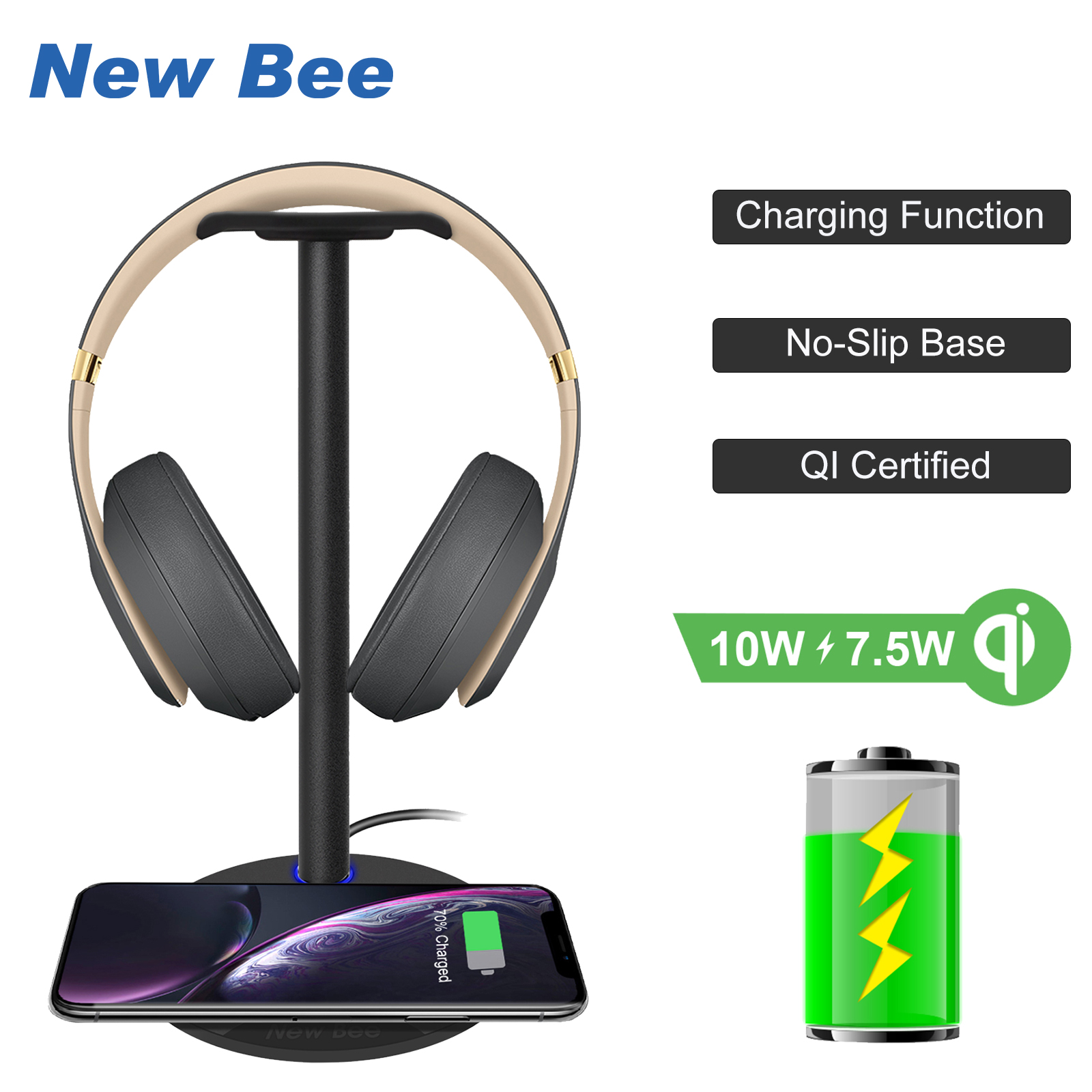 Wireless Charging Headphone Stand New Bee Z4 Headphone Stand Fast
