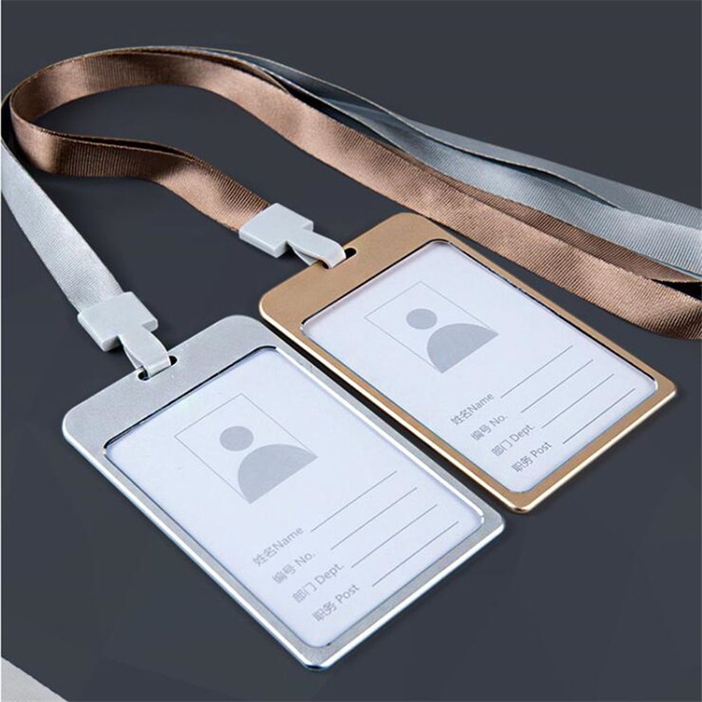 Alloy Employee Name Company Certificate Cover Security Business ID Card Holder Pass Tag Work Badge with Lanyard