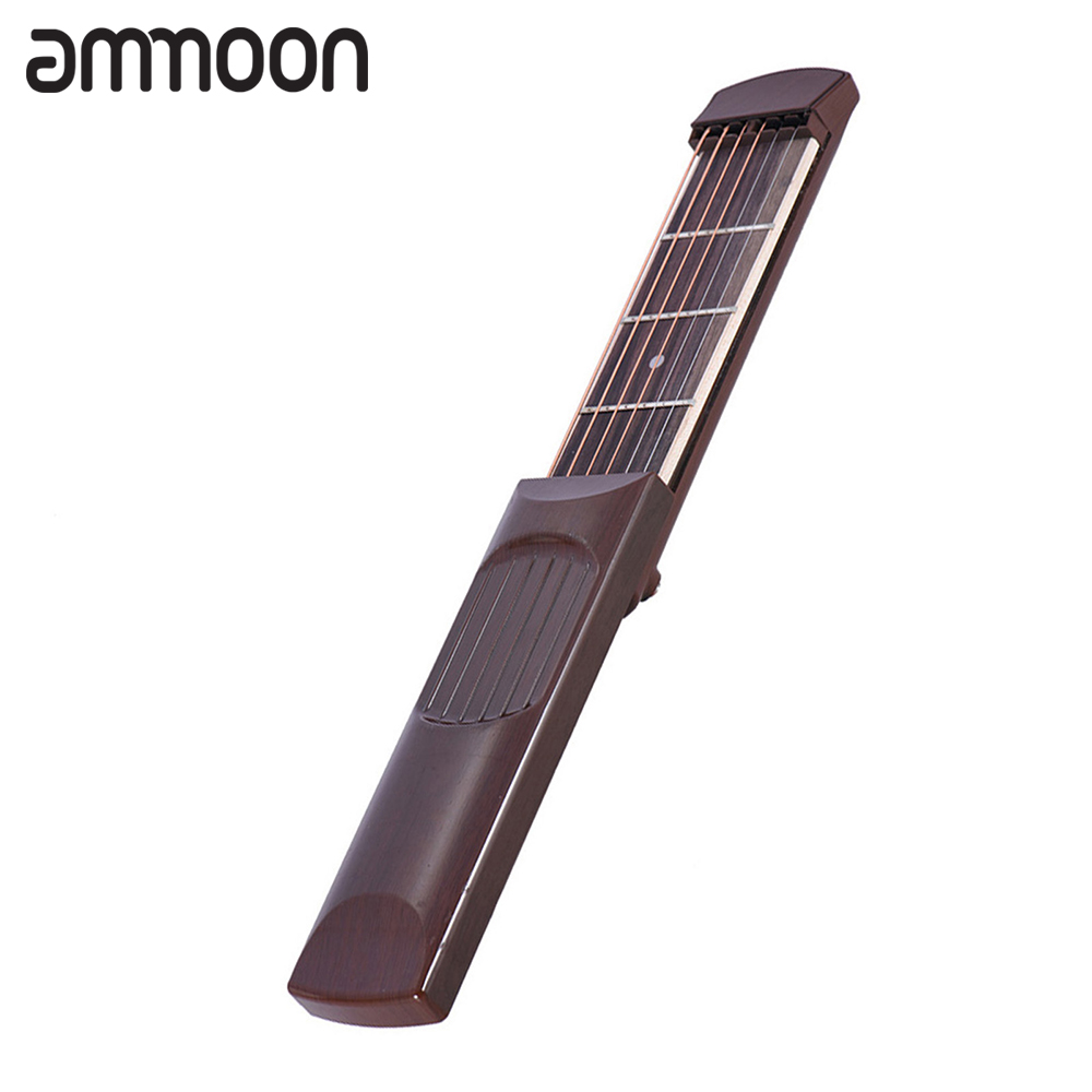 Pocket Acoustic Guitar Practice Tool Gadget Chord Trainer 6 String 4 Fret Model Rosewood Fretboard Wood Grain for Beginner Learner