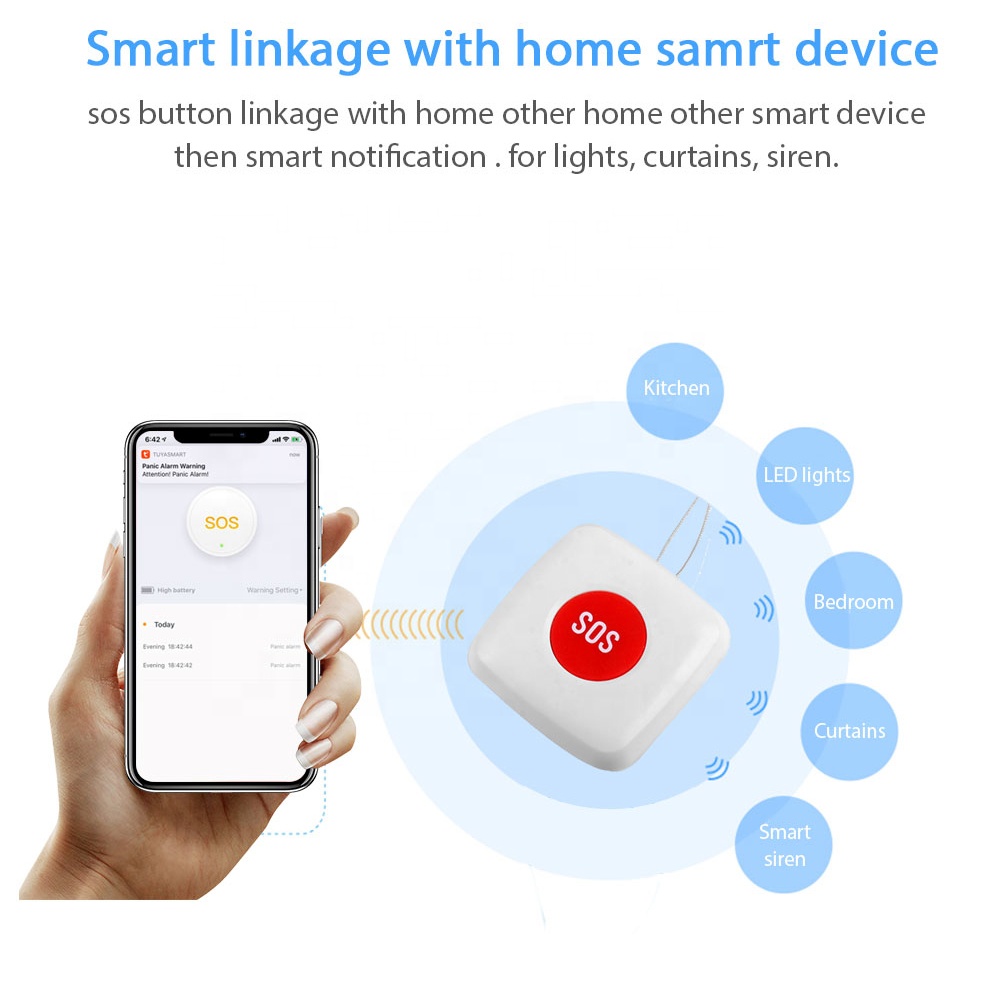 Nút bấm SOS hỗ trợ khẩn cấp Tuya Zigbee