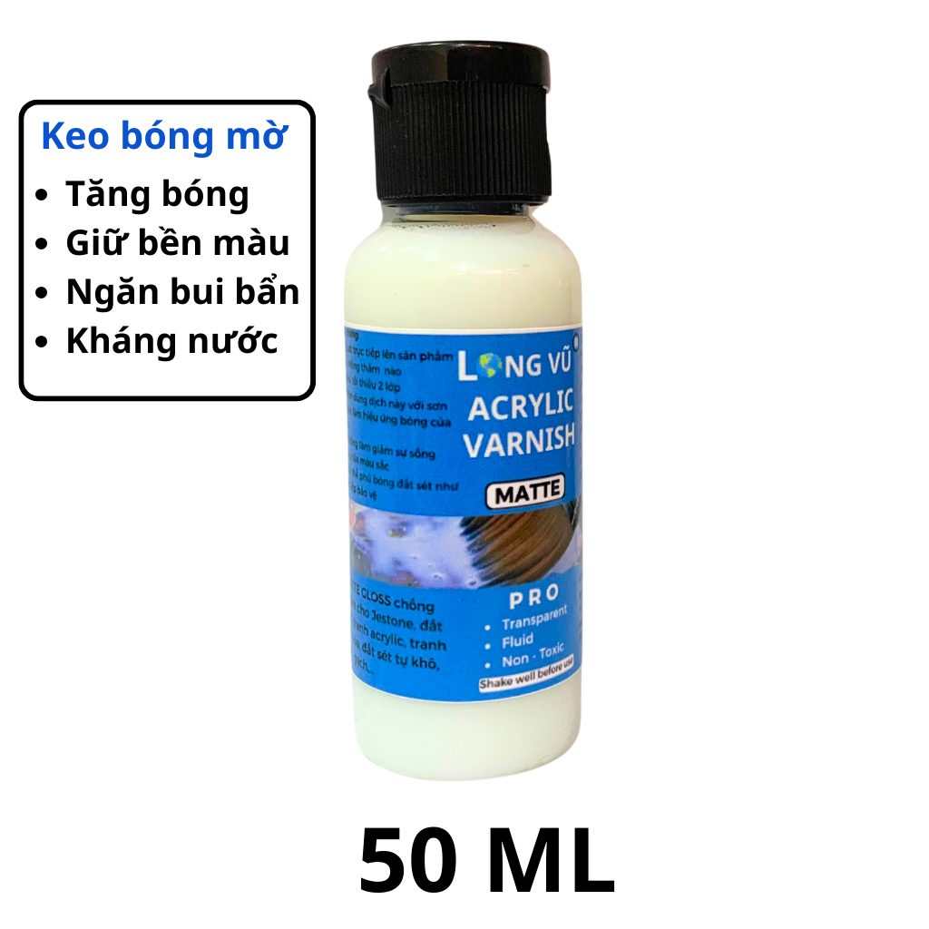 Keo phủ bóng, phủ bóng đất set, tranh acrylic, đất nặn tự khô - tăng bóng và chống thấm nước