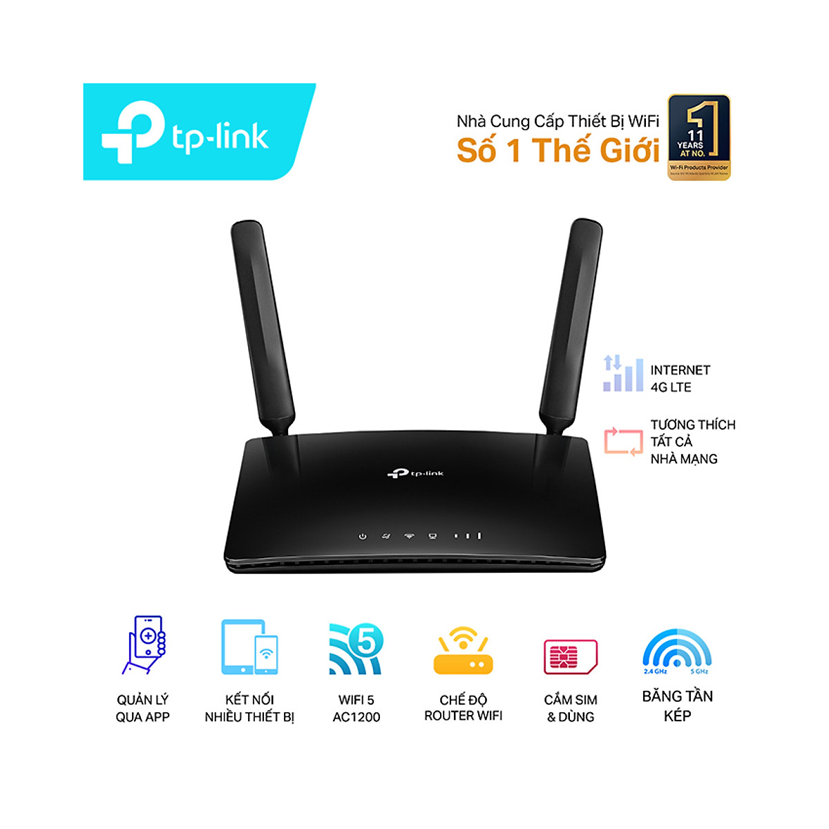 Bộ Phát Wifi 4G TP LINK TL-MR100 4G LTE Dùng Sim DATA
