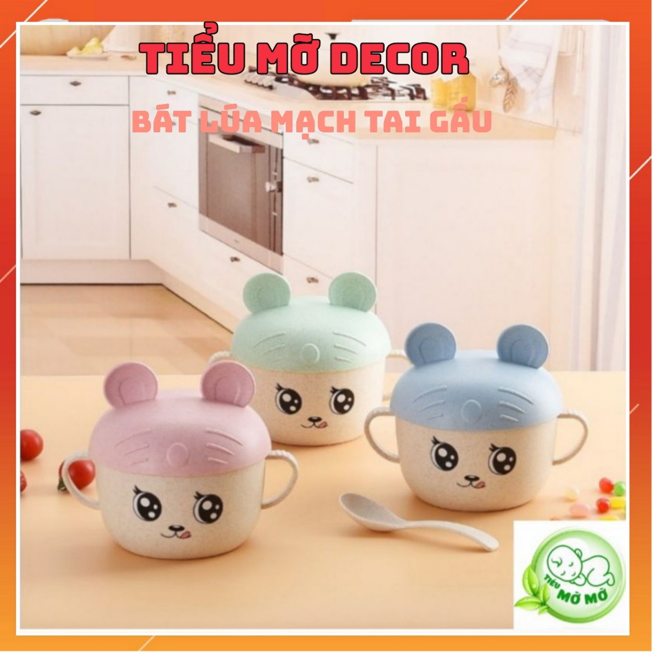 Bát lúa mạch có nắp + thìa