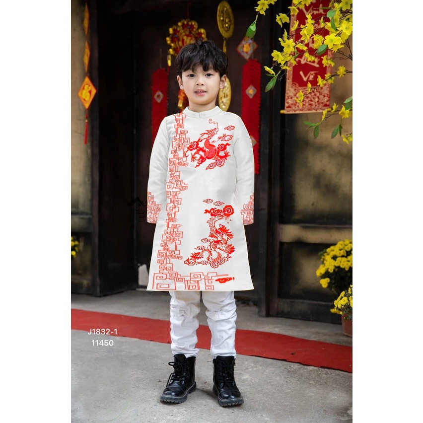 Áo dài cách tân tỳ hưu hóa rồng
