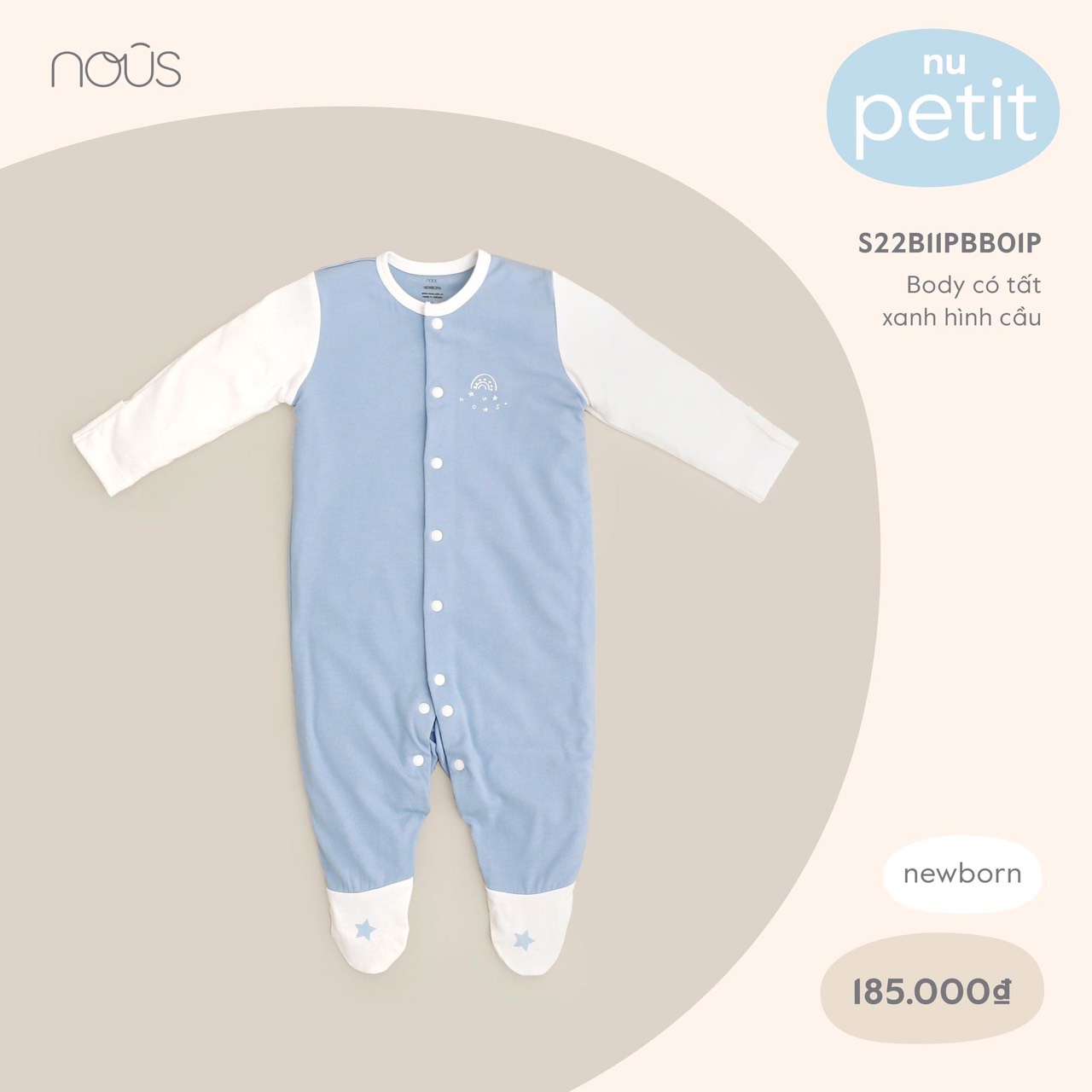 Body nous liền tất sơ sinh newborn nhiều màu cho bé