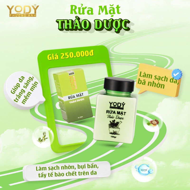 [ Bột Rửa Mặt yody Mẫu Mới 2023 ] Bột rửa mặt thảo dược Yody White Phương Anh