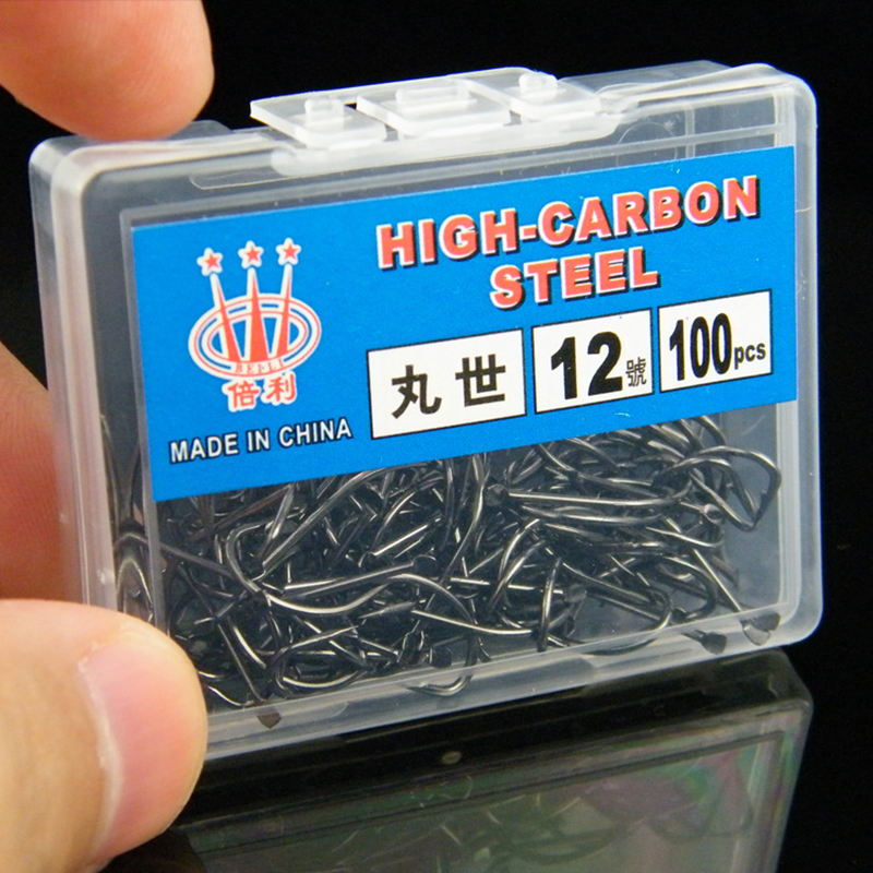 100pcs Boxed Marusei Hooks Crooked Barbed Sharp Black High Carbon Steel Wild Fishing Hooks. 