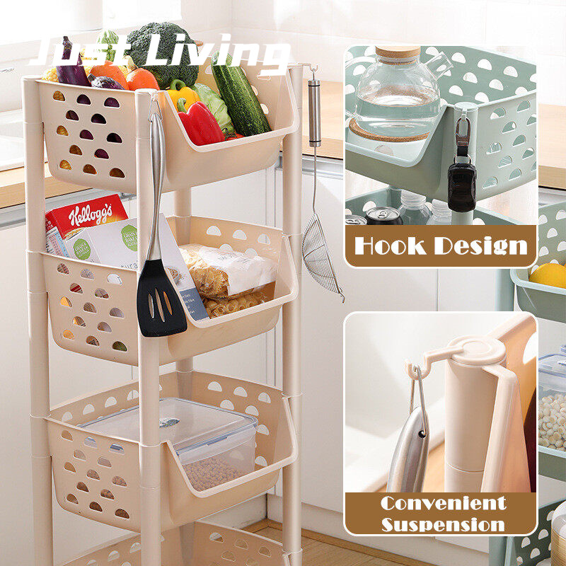 JustLiving Giá Đựng Rau Củ Nhà Bếp Nhiều Tầng Giỏ Đựng Đồ Đặt Sàn Giỏ Đựng Rau Củ Quả Gia Dụng Kệ Đựng Đồ Chơi Giá Đựng Đồ Phòng Tắm