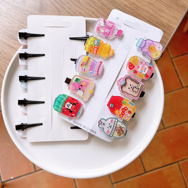 Set 10 kẹp tóc bình nước cute - UniLabel