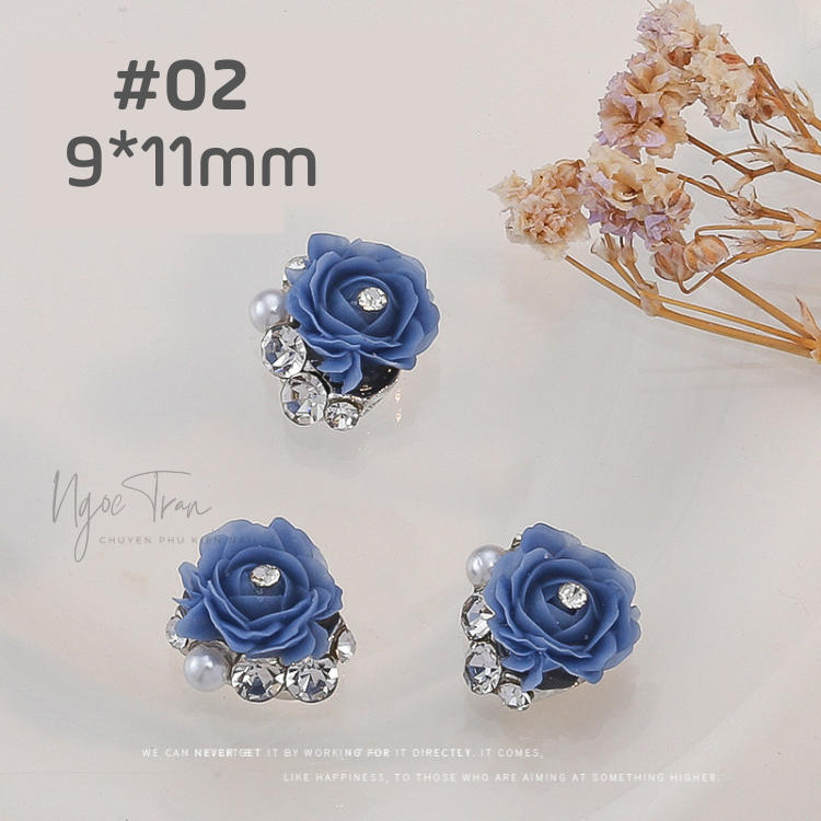 Charm hoa hồng & nơ đá khối siêu sáng | trang trí móng tay