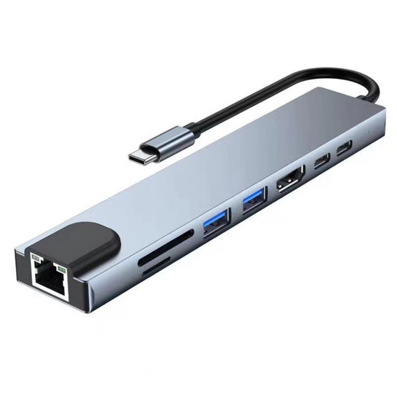 2023new usb 8 in 1 type c 3 1 to 4k hdmi hub adapter with sd tf rj45 card reader pd fast charge for macbook notebook computer