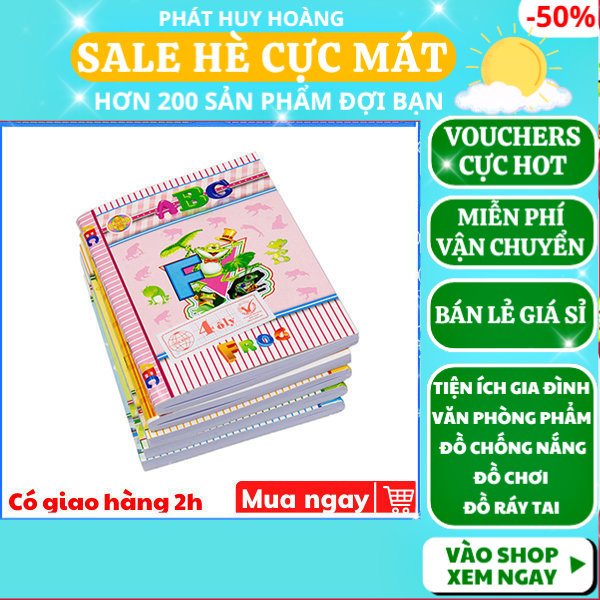 Lốc 5 cuốn tập ABC 200 trang 5 ô li loại tốt giá sỉ ,vở 200 trang , vở 5 ô li , Giá rẻ , Chất lượng , Văn phòng phẩm , Vở học sinh , Vở viết chữ đẹp , đồ dùng học tập, Phát Huy Hoàng