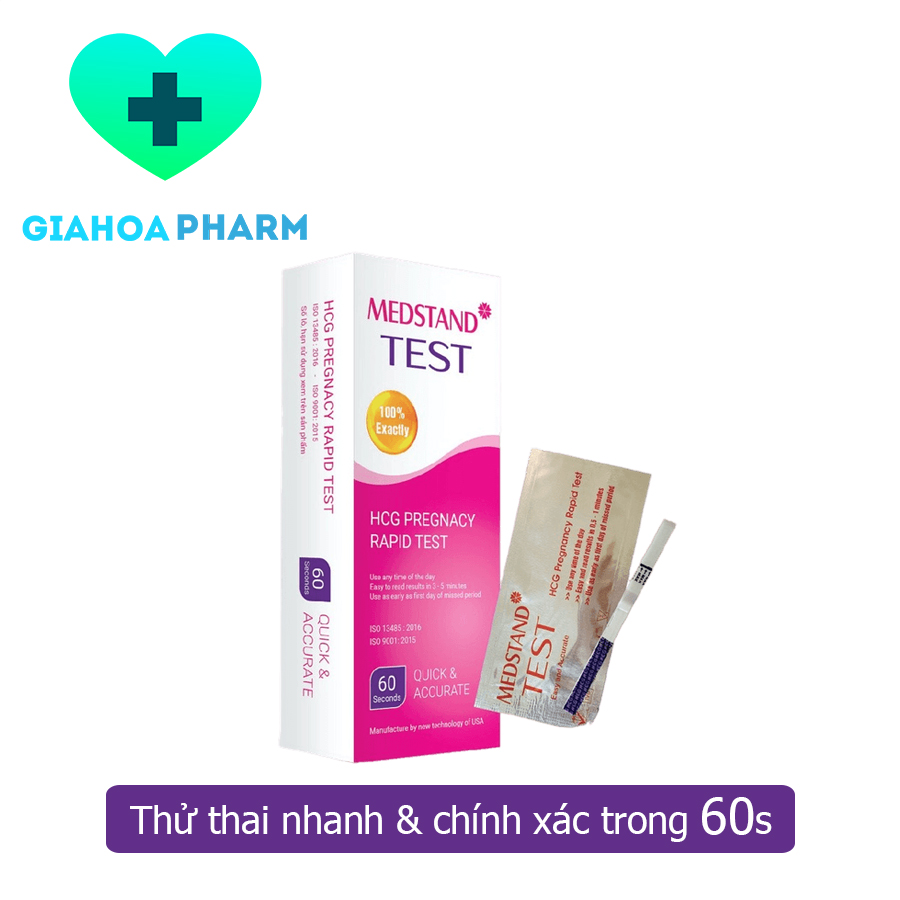 [HCM] [CHÍNH HÃNG] Que thử thai Medstand Test HCG Pregnacy rapid test dụng cụ y tế phát hiện thai sớm, nhanh chóng, chính xác